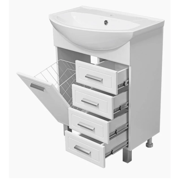 Тумба для раковины с 4 ящиками и бельевой корзиной Misty Стелла, по запросу index_1 - фото 5