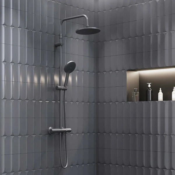 Душевая стойка Damixa Jupiter черная, с тропическим душем - фото 4