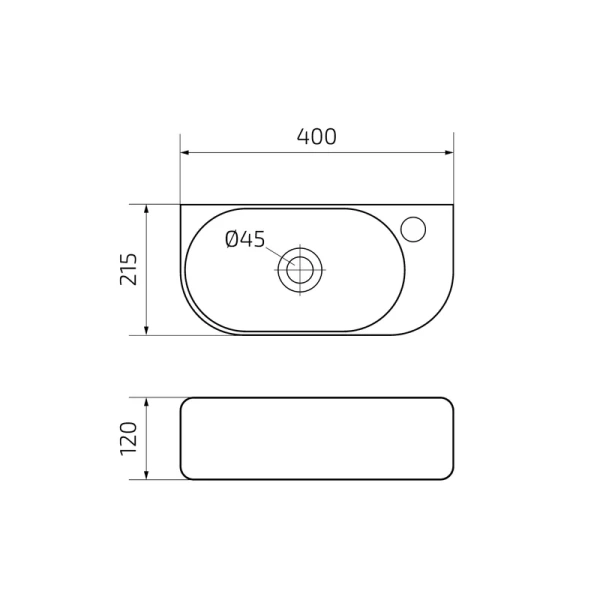 Раковина GID Suspendido Bm9274L 40 см левосторонняя черная - фото 3