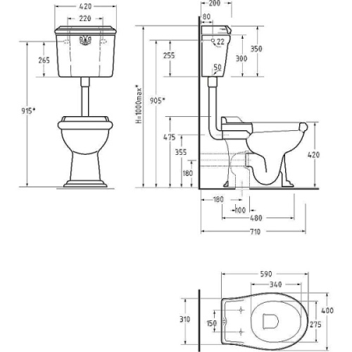 Унитаз напольный с высоким бачком Migliore Impero 20794 фурнитура бронза - фото 4