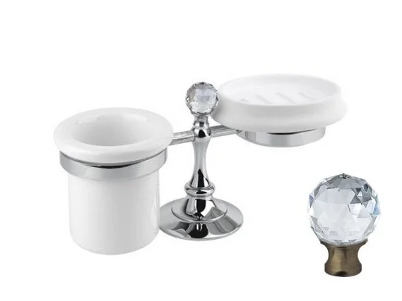 Стакан для ванной и мыльница Cezares Olimp-STT фурнитура Swarovski, настольные - фото 5