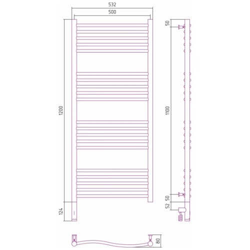 Полотенцесушитель электрический Сунержа Флюид 3.0 50x120 см без покрытия - фото 3