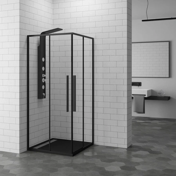 Душевой уголок RGW Stilvoll SV-31B 100x100 см профиль черный, стекло прозрачное - фото 1