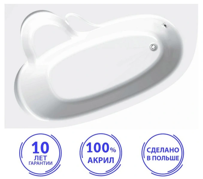 Акриловая ванна C-Bath Atlant CBA00102L/R 150 х 100 см, белая - фото 3