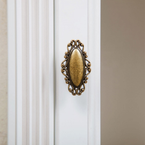 Шкаф-пенал для ванной, цвет белый с патиной матовый, фурнитура бронза, петли справа, La Beaute Vivien, по запросу index_1 - фото 4