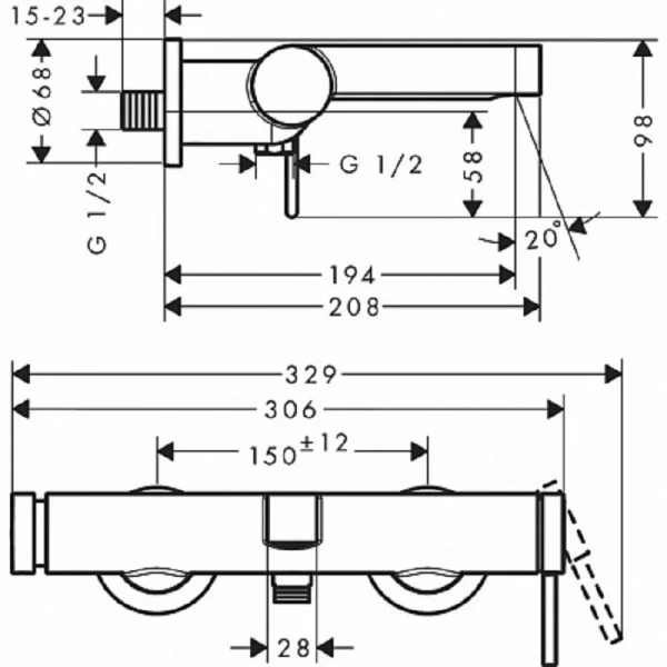 Смеситель для ванны Hansgrohe Finoris белый матовый, для ванны - фото 2