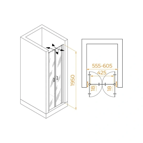 Душевая дверь в нишу RGW Passage PA-104 060810406-1 60 см распашная - фото 3