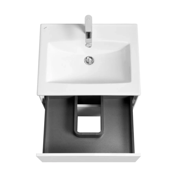 Тумба под раковину подвесная Акватон Сохо 60 см белый глянец, недорогo, комплект (набор) - фото 8