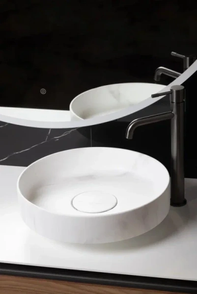 Раковина Boheme Corian 40 см calacatta, одинарные - фото 8