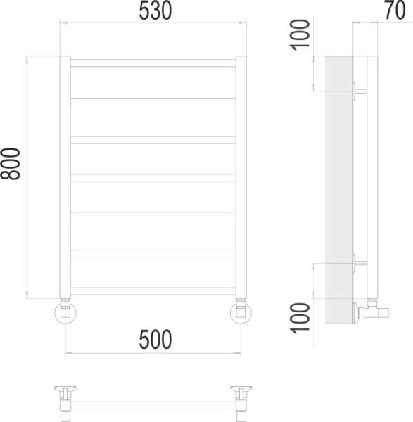 Полотенцесушитель водяной Terminus Контур П7 50х80 см нижнее подключение - фото 2