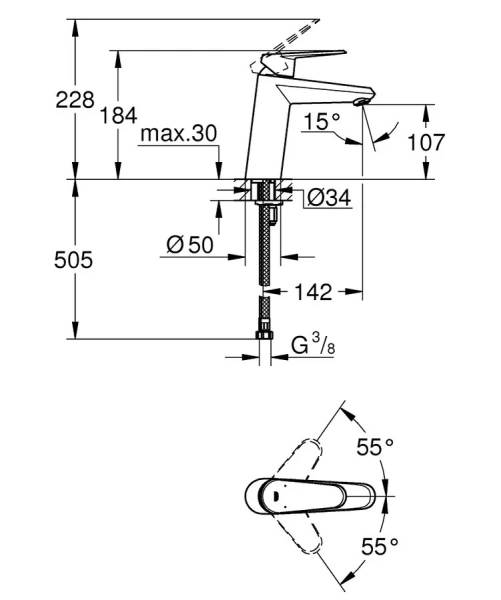 Смеситель для раковины Grohe Eurodisc Cosmopolitan 23449002 - фото 2
