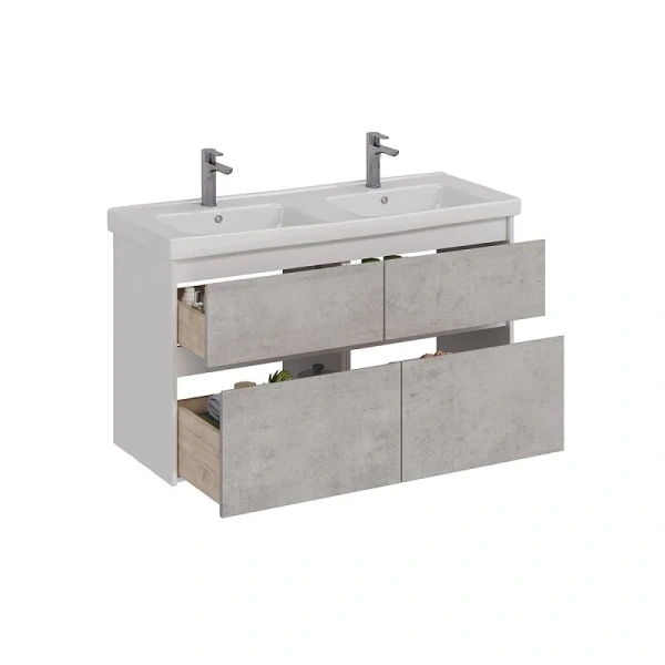 Тумба под раковину подвесная Lemark Combi 125 см бетон, подвесная, пристенная - фото 4