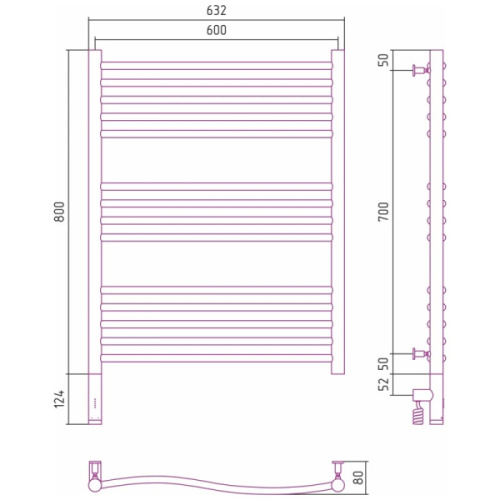 Полотенцесушитель электрический Сунержа Флюид 3.0 60x80 см белый матовый - фото 3