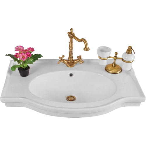 Раковина-консоль керамическая, цвет белый, 1 отв. под смес., с кольцом перелива цвета хром, La Beaute Michel LA8380 - фото 28