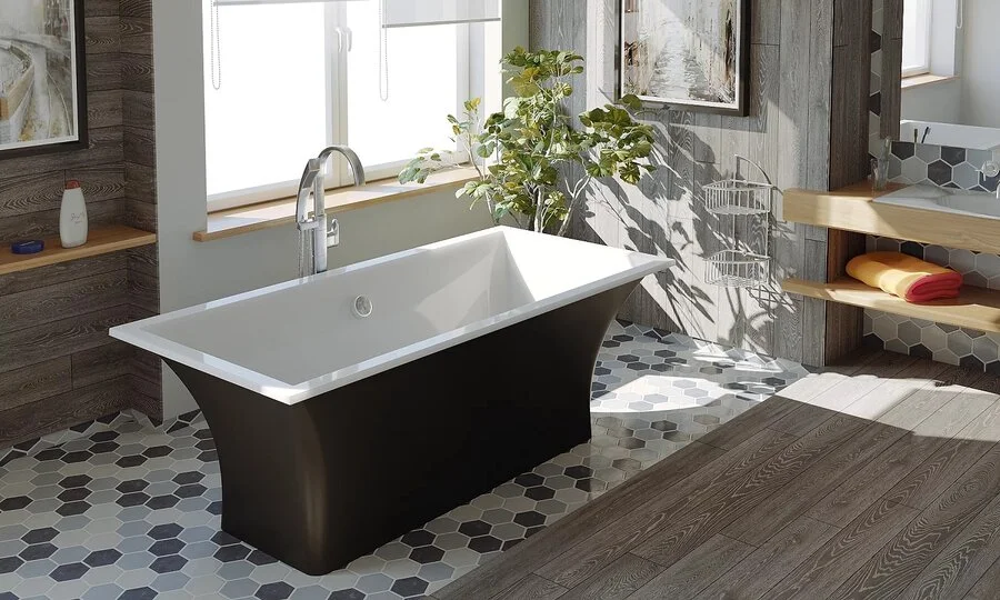 Ванна из искусственного камня Good Door Мадрид 170 x 80 см, пристенная, черный, ВА00008, прямоугольные - фото 5