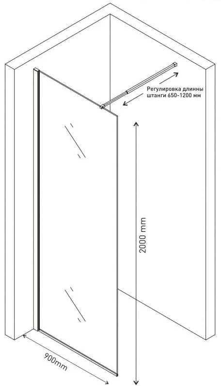 Душевая перегородка Berges Sky 90 см прозрачное стекло, профиль хром - фото 3