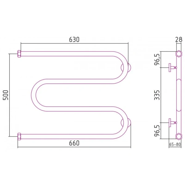 Полотенцесушитель водяной Сунержа М-образный 65х50 см белый матовый - фото 2