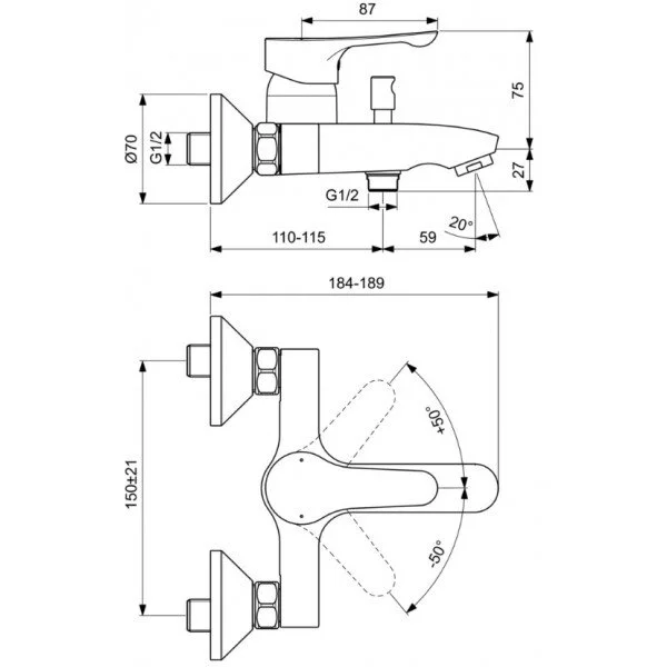 Душевой комплект Ideal Standard Alpha 3 в 1 - фото 3
