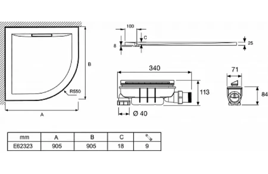Душевой поддон акриловый Jacob Delafon Flight Pure 90х90 см без антискользящего покрытия, низкие до 15 см - фото 2