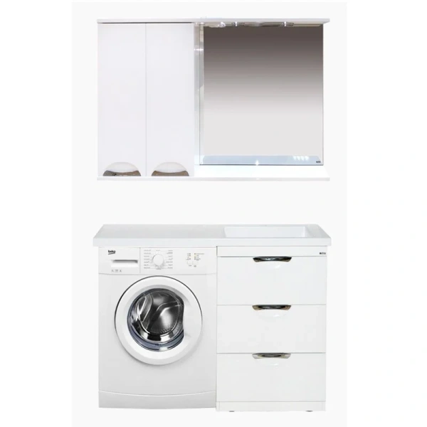 Зеркальный шкаф с подсветкой Misty Куба 120 см белый, правый, современные, hi-tech - фото 3