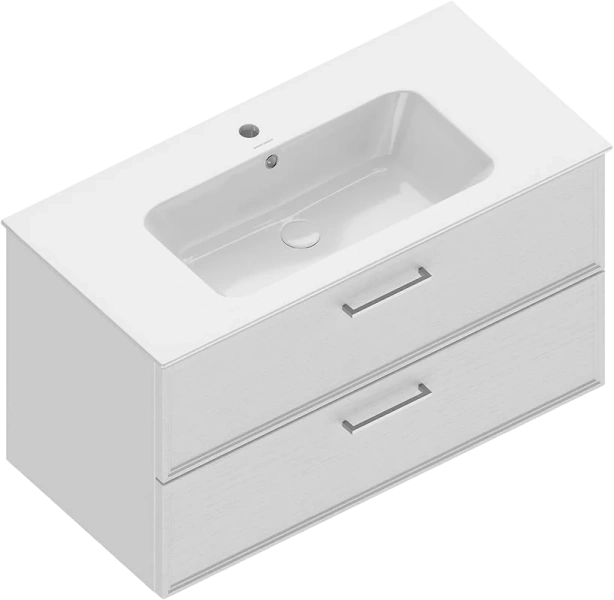 Тумба под раковину подвесная Kerama Marazzi Piano Classic 95 см ясень белый матовый, белая - фото 6