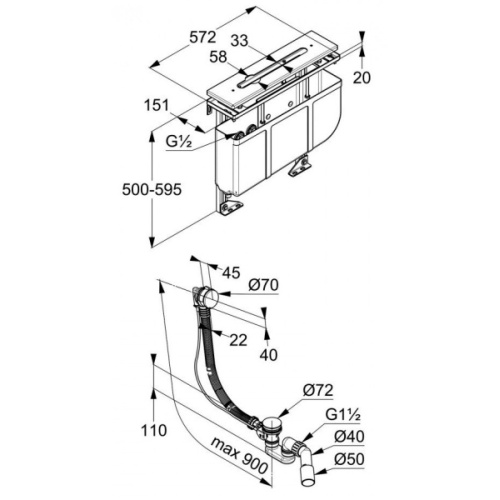 Монтажный блок для смесителя Kludi на 3 отверстия - фото 2
