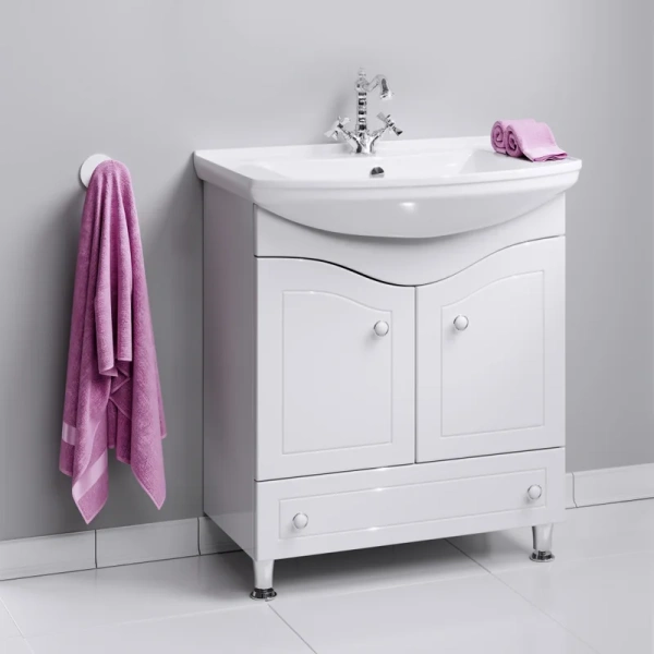 Тумба с раковиной  напольная Aqwella Франческа FR0107 75 см с двумя дверцами и одним ящиком