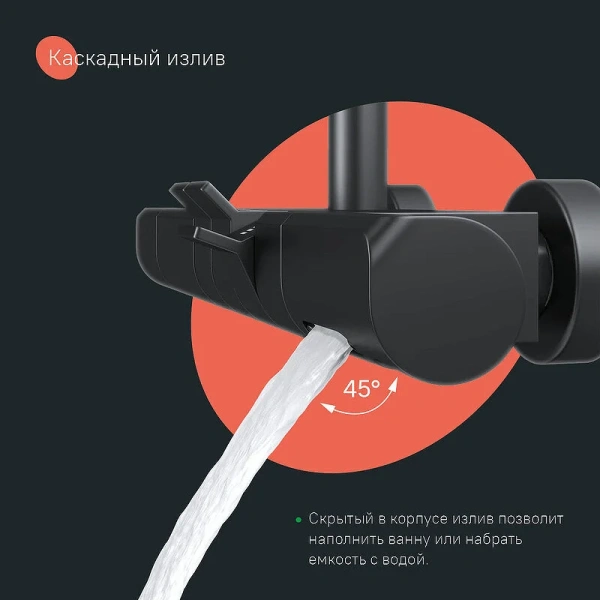 Душевая стойка IDDIS SpaHome с тропическим душем черная, с термостатом - фото 6