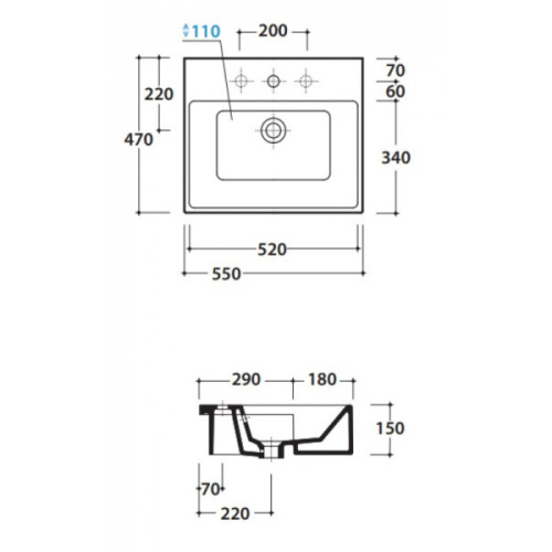 Раковина полувстраиваемая Globo Forty3 FO055 - фото 3