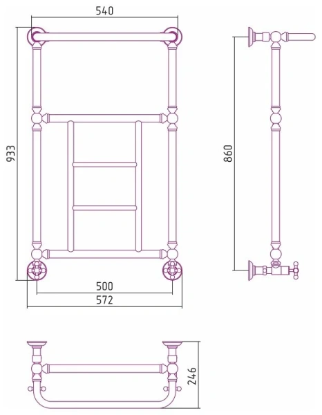 Полотенцесушитель водяной Сунержа Ренессанс 50х86 см без покрытия - фото 2