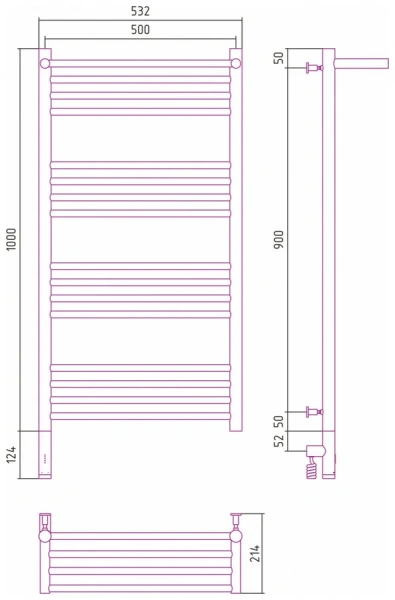 Полотенцесушитель электрический Сунержа Богема 3.0 50х100 см левый без покрытия - фото 2