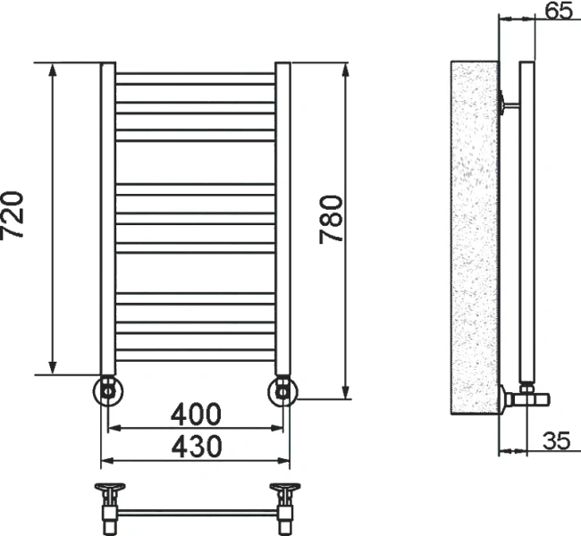 Полотенцесушитель водяной Ника Modern 80x40 см белый матовый - фото 2