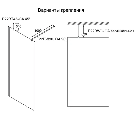 Душевая перегородка Jacob Delafon Contra 100 см профиль хром стекло прозрачное, современные, hi-tech - фото 2