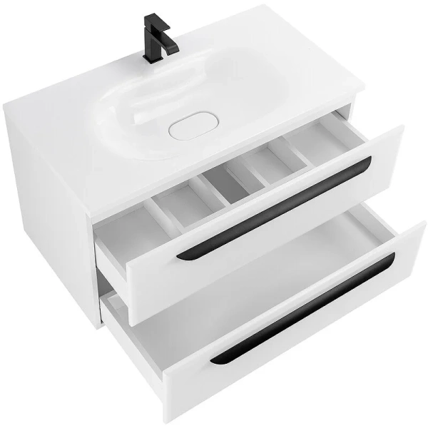 Тумба под раковину подвесная Cezares Eco 75 см bianco lucido, моноблок - фото 5