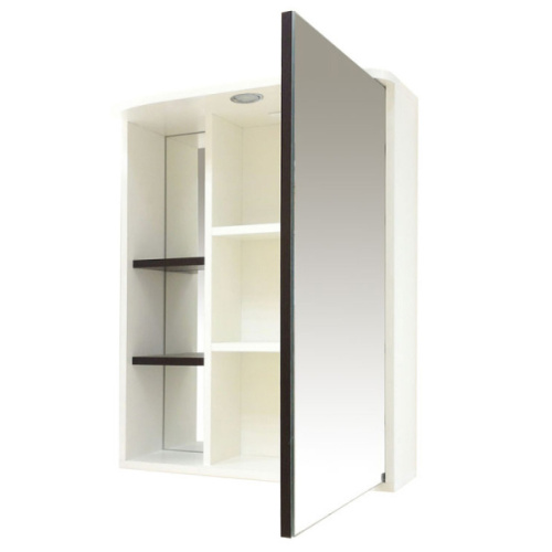 Зеркальный шкаф, зеркало справа, полочки слева, цвет белый/чёрный, Misty Венера index_1 - фото 4