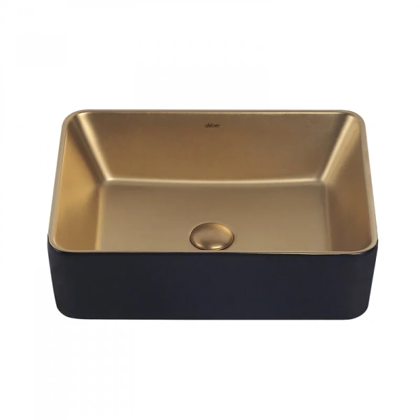 Раковина Abber Rechteck 48,5 см матовое золото с черным - фото 3