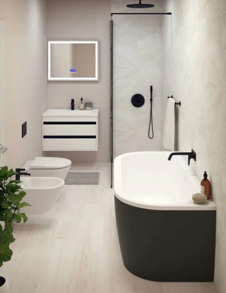 Ванна акриловая Cezares Slim 180x80 см черная - фото 1