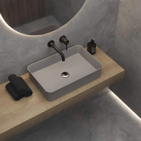 Раковина BERGES Ego 55 см матовый серый, современные, hi-tech - фото 2