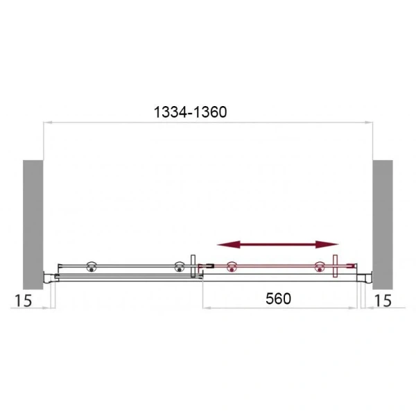 Душевая дверь в нишу BelBagno Uno 135 см с рифленым стеклом, раздвижные - фото 5
