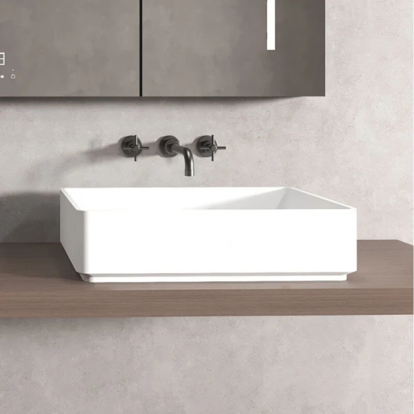 Раковина Abber Stein 55 см белая матовая - фото 1