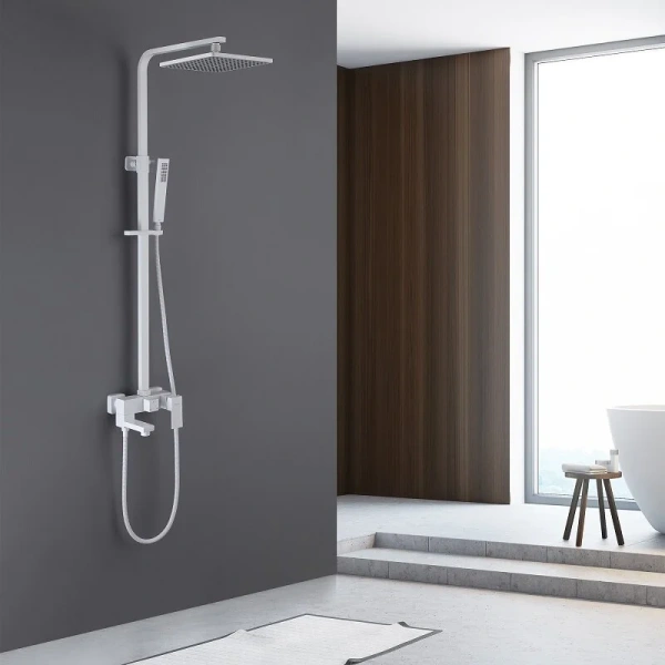 Душевая стойка Abber Daheim белая матовая, белые - фото 3