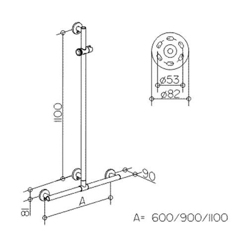 Поручень со штангой для душа Keuco Plan 34914 119см - фото 2