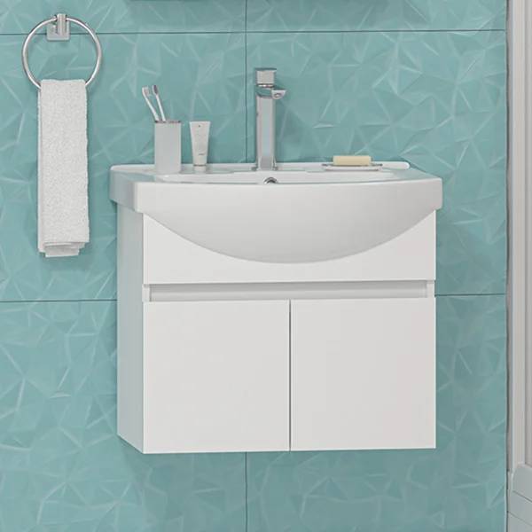 Тумба под раковину подвесная Misty Монро 65 см белая - фото 1