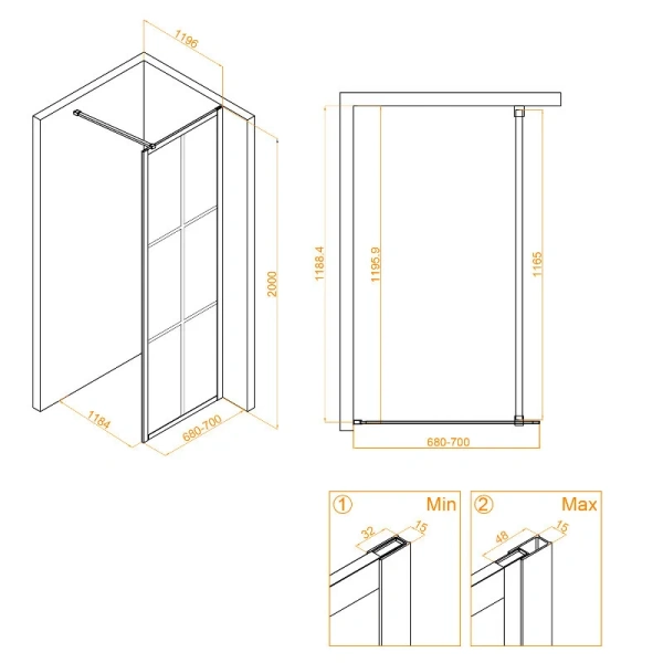 Душевая перегородка RGW Walk In WA-110Gb 70 см профиль золото, современные, hi-tech - фото 2