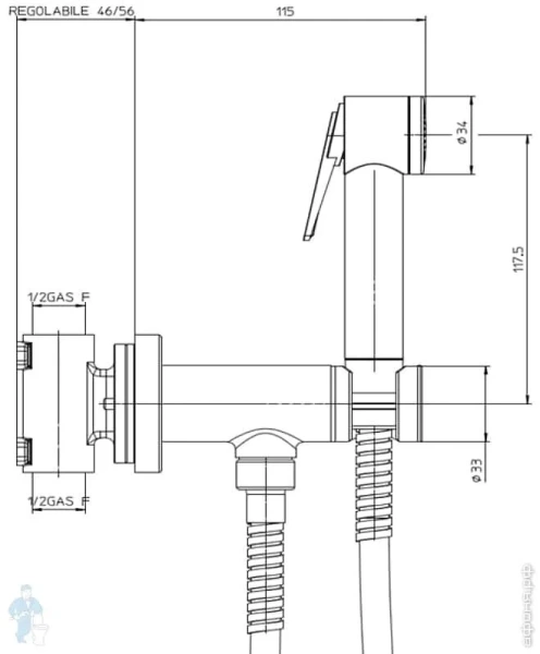 Гигиенический душ со смесителем Bossini Paloma Brass E37007B.073 - фото 2