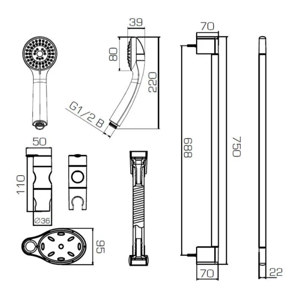 Штанга для душа с мыльницей Bravat Eco D152CP-1A-RUS - фото 2