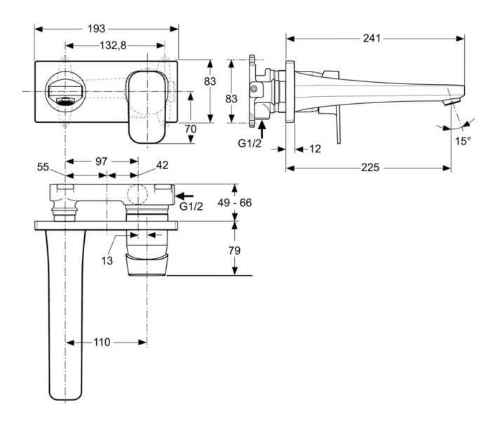 Смеситель для раковины Ideal Standard Tonic II A6335 встраиваемый - фото 2
