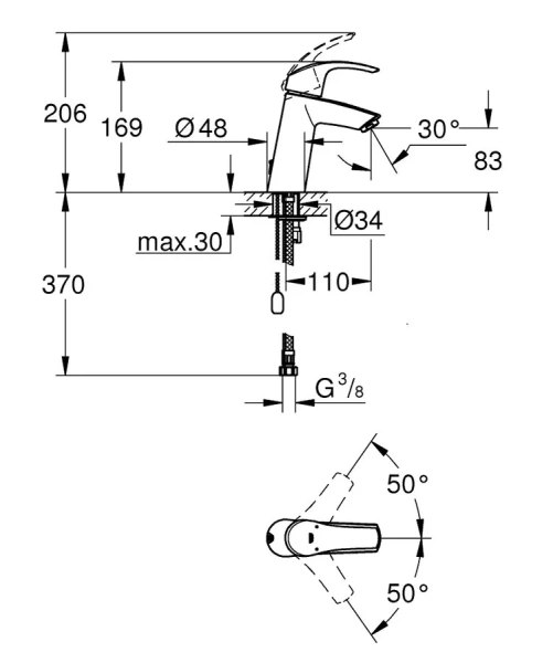Смеситель для раковины Grohe Eurosmart 23323001 - фото 2