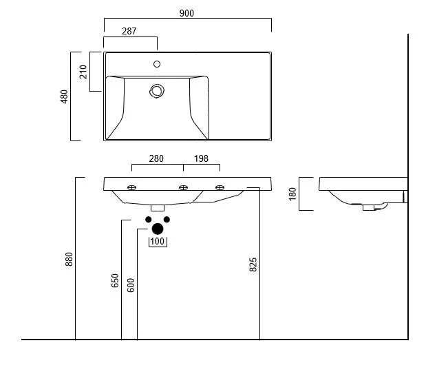 Раковина Kerama Marazzi Cubo 90 см левая, подвесные, пристенные - фото 3