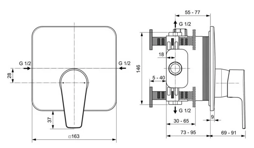 Смеситель для душа Ideal Standard Cerafine D A7347 встраиваемый - фото 2